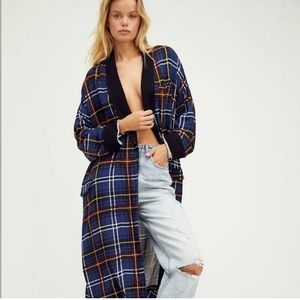 Free People Wild Nights Plaid Duster S NWT